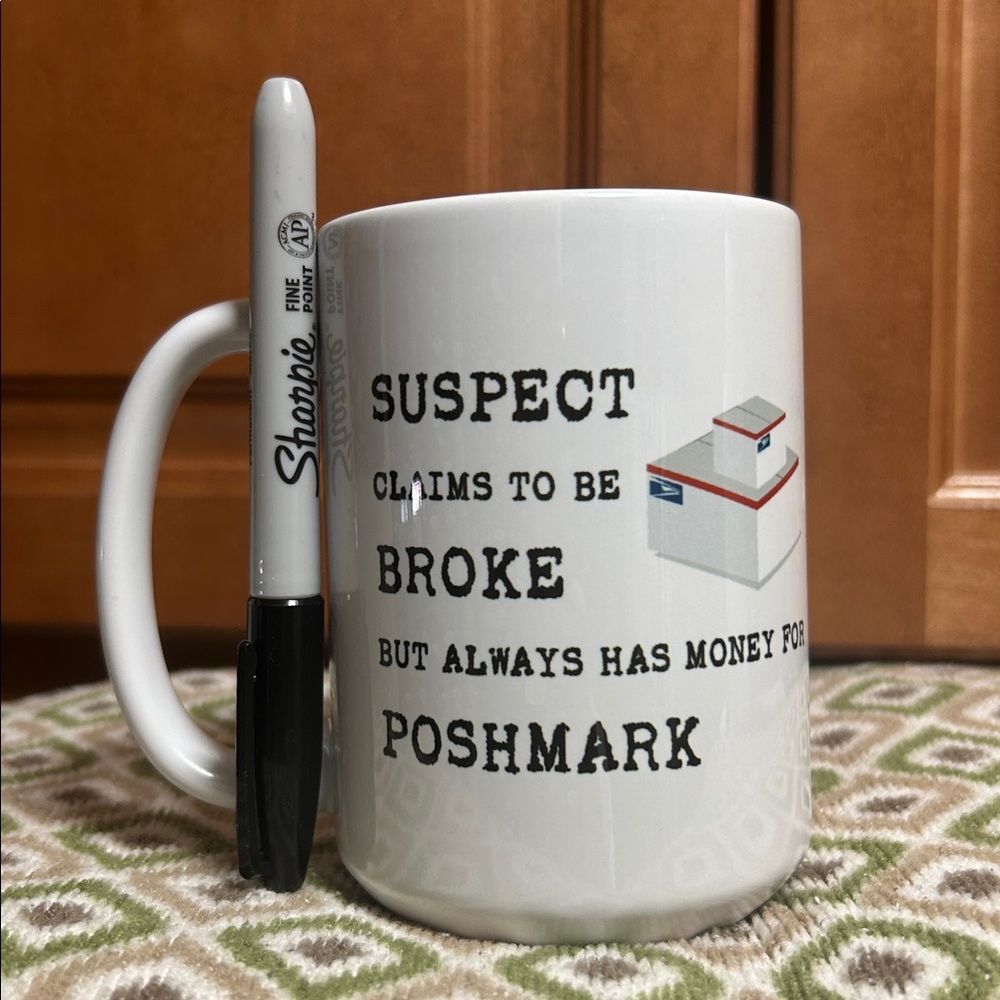 Poshmark Mug Hand Crafted White Mug with Black Text - Picture 5 of 5
